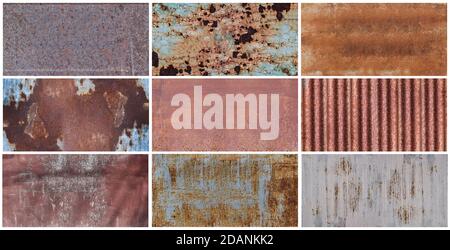 Set of old rust metal plate texture. Abstract grunge rusted background. Stock Photo