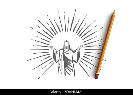 God, Jesus christ, grace, good, ascension concept. Hand drawn isolated vector. Stock Vector