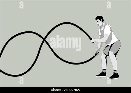 Battle Ropes Dibujo battle rope workout,vector illustration, black silhouette Stock Photo ...