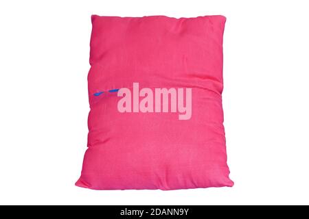 Pink pillow isolated on white background. Object with clipping path. Stock Photo