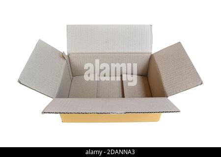 Open cardboard isolated on white background. object with clipping path. Stock Photo