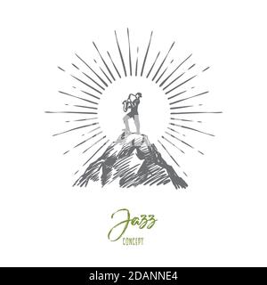 Music, jazz, superstar, talent, saxophone concept. Hand drawn isolated vector. Stock Vector
