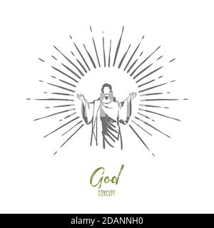 God, Jesus christ, grace, good, ascension concept. Hand drawn isolated vector. Stock Vector