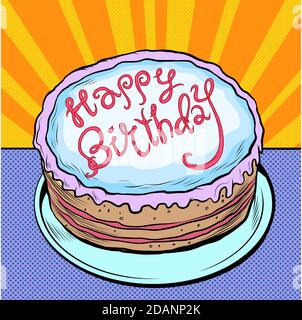 Cake happy birthday Stock Vector