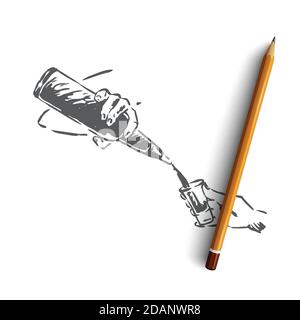 Barman, alcohol, drink, glass concept. Hand drawn isolated vector. Stock Vector
