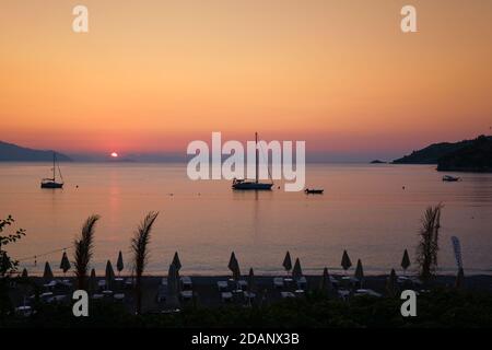 Sunrise in Turunc beach, Marmaris, Turkey Stock Photo