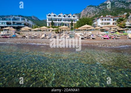 Diplomat hotel beach in Turunc Marmaris, Turkey Stock Photo