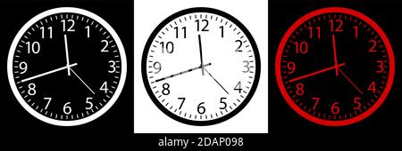 round wall clock icon on white background. Mechanical watch for measuring time. Vector Stock Vector