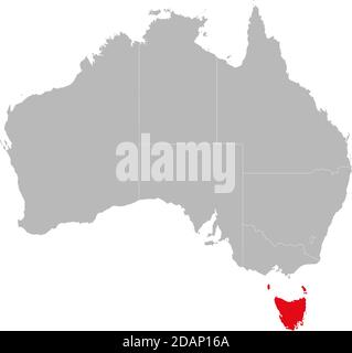 Tasmania state highlighted on Australia map. Business concepts and backgrounds. Stock Vector