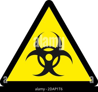 Biohazard Caution sign. Restricted area security warning notice. Yellow background. Stock Vector