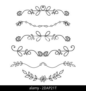 Doodle floral hand drawn dividers Stock Vector