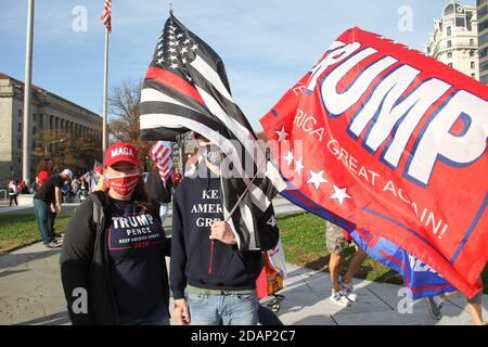 Washington Dc, USA. 14th Nov, 2020. (NEW) MAGA Million March for Trump in Washington DC. November 14, 2020, Washington DC, Maryland, USA: Trump supporters gather at Freedom Plaza in Washington DC in a MAGA Million March to show their support for Trump and protest against the Presidential election result which they claim to be fraudulent. Credit : Niyi Fote /Thenews2 Credit: Niyi Fote/TheNEWS2/ZUMA Wire/Alamy Live News Stock Photo