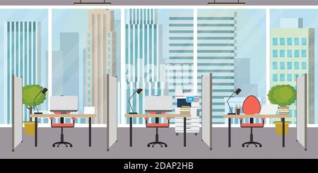 Empty modern office,workplace without people, Stock Vector