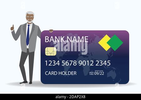 African american businessman holding credit card,finance concept Stock Vector