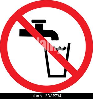 Non-potable water warning sign. Red background. Avoid drinking, cooking or washing. Stock Vector