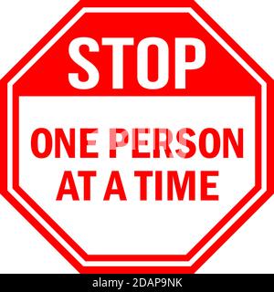 One person at a time stop sign. Red background. Perfect for backgrounds,  backdrop, sign, symbol, icon, label, sticker, poster, banner and wallpapers  Stock Vector Image & Art - Alamy
