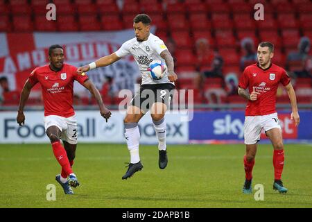 CREWE, ENGLAND. NOVEMBER 14TH Peterboroughs Jonson Clarke- Harris controls the ball during the Sky Bet League 1 match between Crewe Alexandra and Peterborough at Alexandra Stadium, Crewe on Saturday 14th November 2020. (Credit: Chris Donnelly | MI News) Credit: MI News & Sport /Alamy Live News Stock Photo