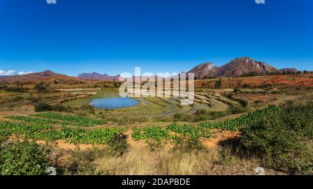 Anja national park terraced cultivations landscape on a sunny day Stock Photo