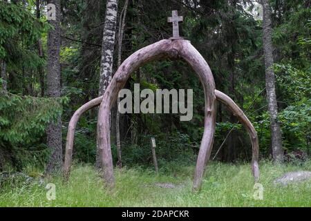 Entrance to Naissaare cemetery, historical and cultural monument from Stock Photo