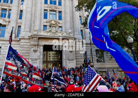 Washington, United States Of America. 14th Nov, 2020. Steps of DC City Hall for a MAGA rally around Freedom Plaza on Pennsylvania Avenue, Northwest, in Washington, DC on Saturday, November 14, 2020.Credit: Rod Lamkey/CNP | usage worldwide Credit: dpa/Alamy Live News Stock Photo