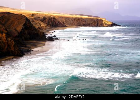 The coastline at La Pared in Fuerteventura, Spain Stock Photo