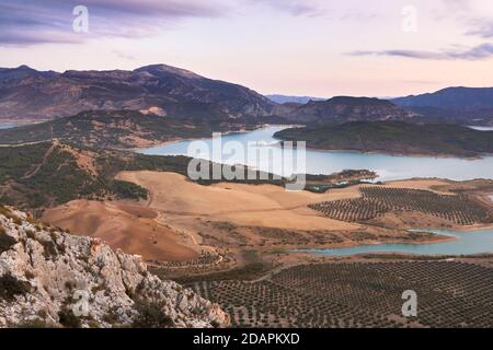 Guadalteba reservoir seen from Penarrubia in the province of Malaga. Andalusia, Spain Stock Photo