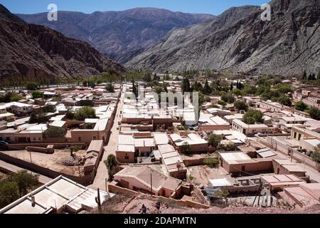 The village of Purmamarca, at the base of Seven Colors Hill, Jujuy province of northwest Argentina. Stock Photo