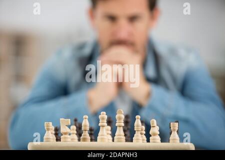man playing chess Stock Photo