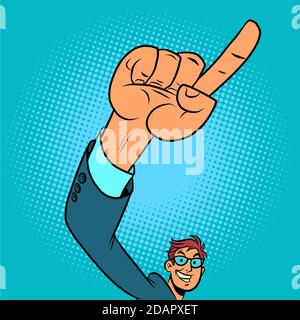 index finger up hand gesture, positive businessman Stock Vector