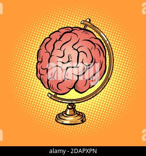 globe international the human brain, consciousness and intelligence Stock Vector