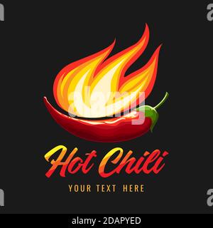Burning Chili Pepper eblem or poster template.Vector illustration Stock Vector