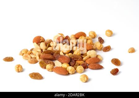 Dried nut mix isolated on white background Stock Photo