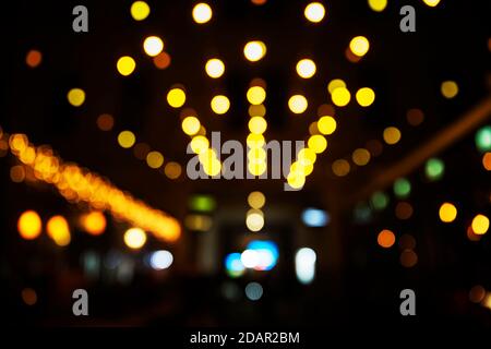 Abstract dark background with sparkling colored lights, Budapest, Hungary Stock Photo