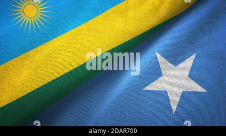 Somalia and Rwanda two flags textile cloth, fabric texture Stock Photo ...