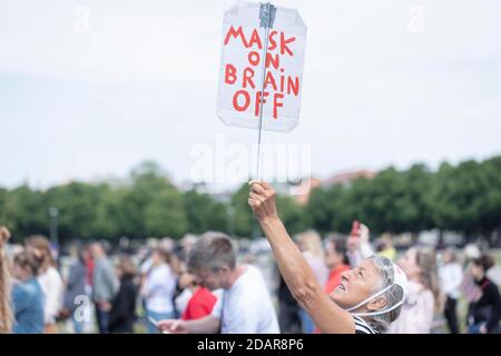 Demonstration against corona measures on 16 May 2020 at Theresienwiese, Munich, Bavaria, Germany Stock Photo