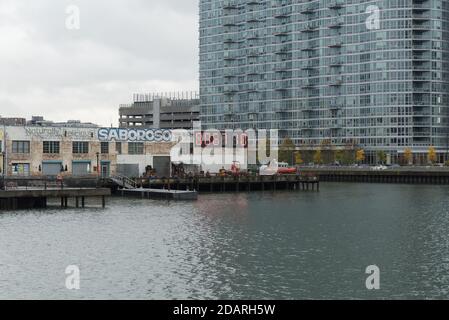 Long Island City, New York, November 13, 2020.. Giant clock counting down how many days and hoursTrump has left in office as president of the US. Stock Photo