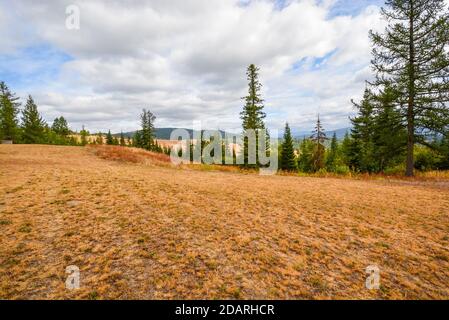 The mountains and fields of North Idaho near the city of Coeur d'Alene, Idaho USA at autumn Stock Photo