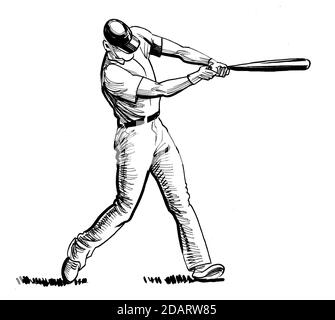 Baseball player hitting with a baseball bat Stock Photo - Alamy