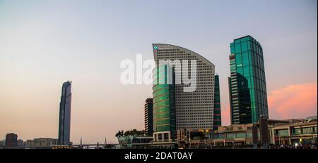 Building of intercontinental hotel in Dubai Festival city. Outdoors Stock Photo