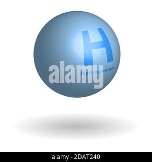 Round hydrogen molecule, chemical element of the periodic table. Flat icon and isometric image. Isolated vector on white background Stock Vector