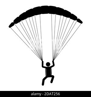 paraglider is flying on a parachute. Strengthens a person. Extreme sport. Isolated vector on white background Stock Vector