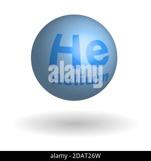 Round helium molecule, chemical element of the periodic table. Isolated vector on white background Stock Vector