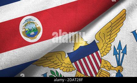 Costa Rica and Virgin Islands United States two flags textile cloth Stock Photo