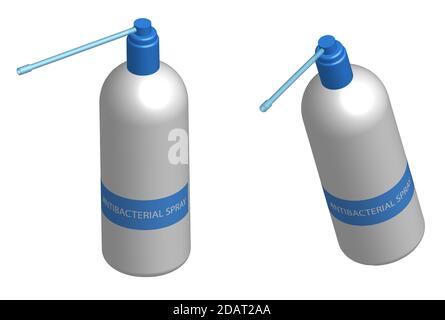 bottle, bottle of antibacterial spray with a spray in a realistic style. Disease Prevention Isolated vector on white background Stock Vector