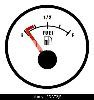 car fuel gauge isolated on a transparent background, refueling required, running out of gas Stock Vector