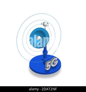 Telecommunication antenna in isometric. Equipment for communication and wireless networks. Isolated vector Stock Vector