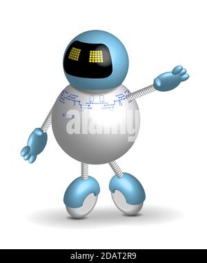 round robot guide, a smart assistant on wheels. Technologies of the future. Isolated vector on white background Stock Vector