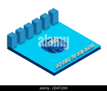 5G isometry. Advantages of new technologies, access to large amounts of data. Strong network signal. Vector on a white background Stock Vector