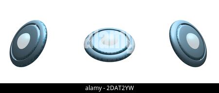Isometry Flying saucer, alien spacecraft in three angles. Isolated vector on white background Stock Vector
