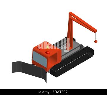 Alpine skiing machine, snowcat in isometric view. Isolated vector on white background Stock Vector